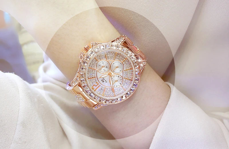 Women Watches Quartz Diamond Luxury Watch Fashion Top Brand Wristwatch Fashion Watch Ladies Crystal Jewelry Rose Gold Watch - Uknowucme