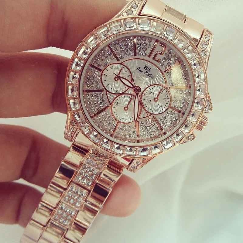 Women Watches Quartz Diamond Luxury Watch Fashion Top Brand Wristwatch Fashion Watch Ladies Crystal Jewelry Rose Gold Watch - Uknowucme
