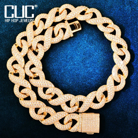 Gold Color Infinity Style Miami Cuban Chain Necklace For Men Iced Out Zircon Hip Hop Link Choker Fashion Rock Jewelry 16mm - Uknowucme