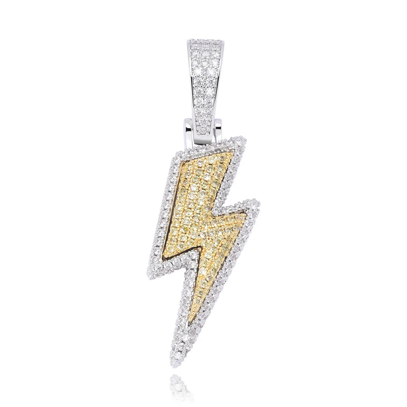 TOPGRILLZ Iced Out Bling Lightning Pendants With Tennis Chain Copper Material AAA Cubic Zircon Men's Hip Hop Jewelry Gift