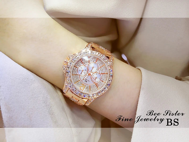 Women Watches Quartz Diamond Luxury Watch Fashion Top Brand Wristwatch Fashion Watch Ladies Crystal Jewelry Rose Gold Watch - Uknowucme