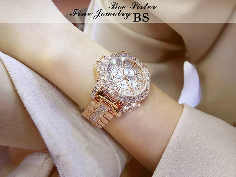 Women Watches Quartz Diamond Luxury Watch Fashion Top Brand Wristwatch Fashion Watch Ladies Crystal Jewelry Rose Gold Watch - Uknowucme