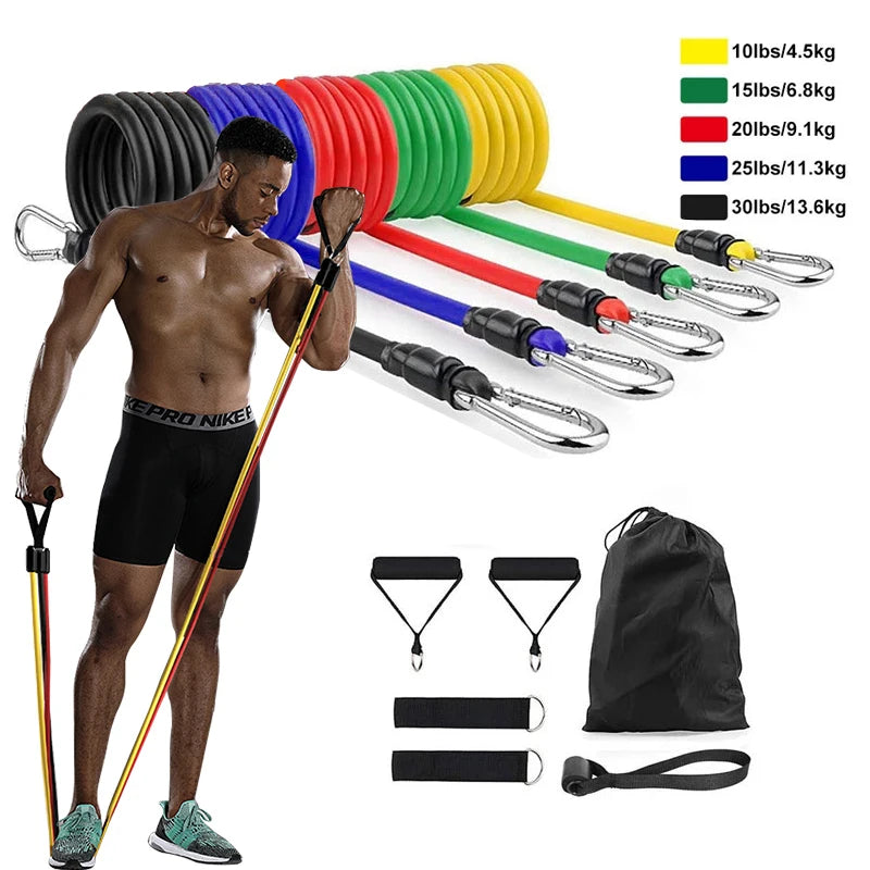 11 Pieces/Set Crossfit Latex Resistance Band Training Exercise Tube Yoga Rope Pull Elastic Rubber Expander Fitnes Equipment Belt - Uknowucme