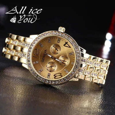 ALLICEONYOU Iced Out Micro Pave Cubic Zirconia Finish Watches Hip Hop Personality Stainless Steel Watches For Gift