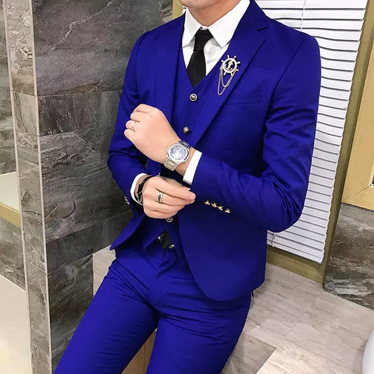 Men's Suits High Quality Wedding Groom Tuxedos Single Button Slim Fit Business Prom Dress Men's Formal Dress Suits - Uknowucme