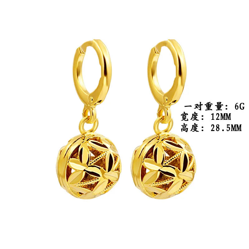 HOYON Fashion Simple 14K Gold Color Round Women's Earrings Exquisite Wedding Jewelry Aretes De Mujer Bijoux Engagement Earrings - Uknowucme