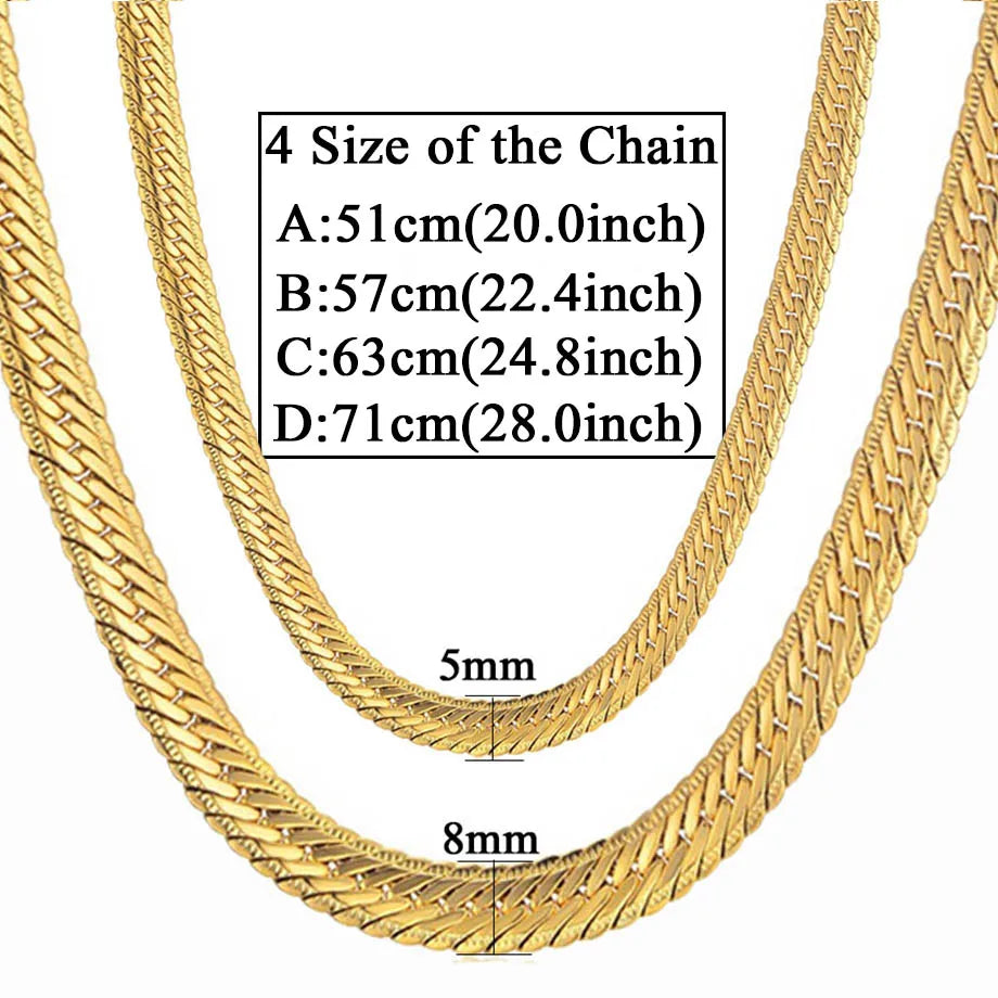 Hiphop Gold Chain For Men Hip Hop Chain Necklace 8MM Gold Color Curb Long Chain Necklaces Men's Jewelry Colar Collier - Uknowucme