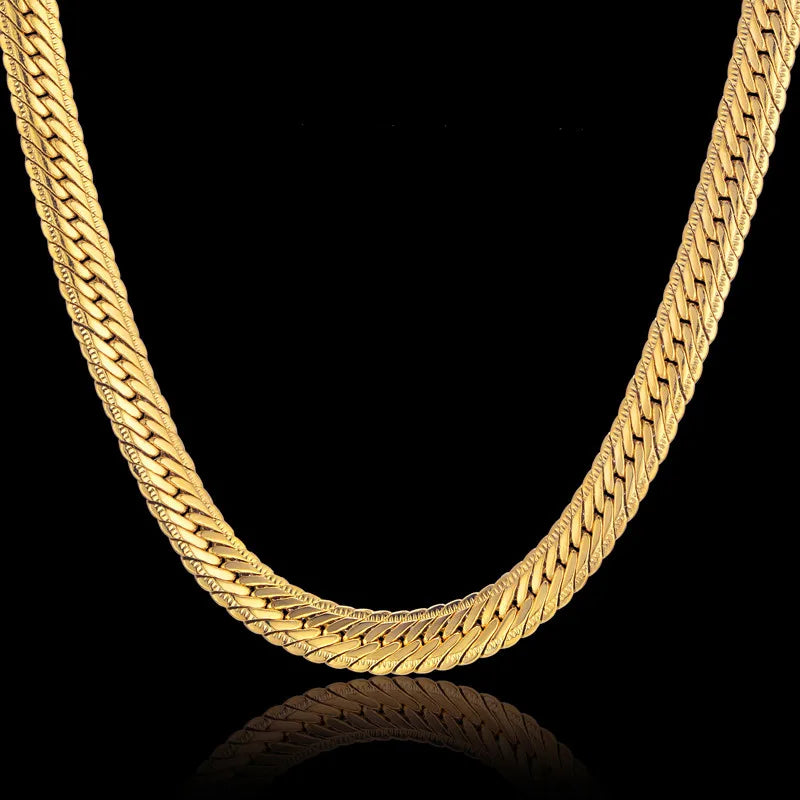 Hiphop Gold Chain For Men Hip Hop Chain Necklace 8MM Gold Color Curb Long Chain Necklaces Men's Jewelry Colar Collier - Uknowucme