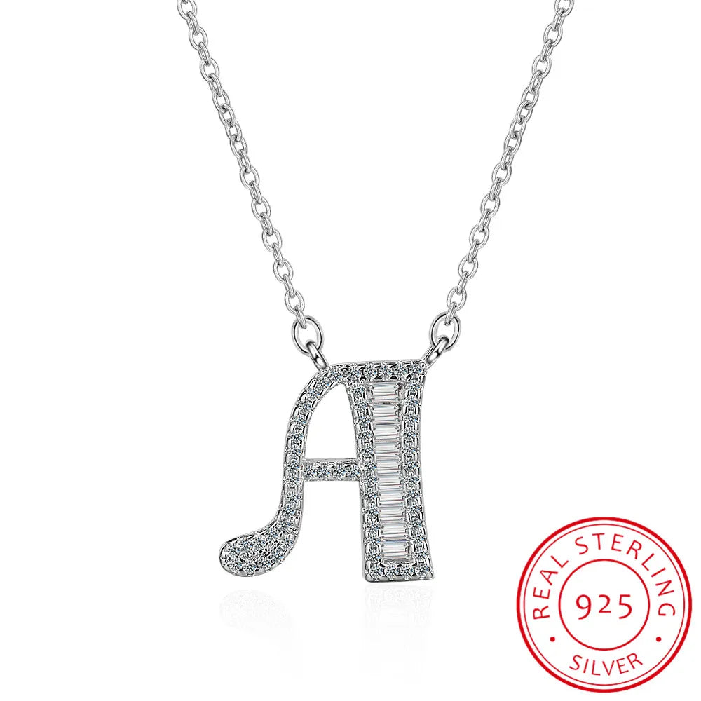 Moissanite A-Z Initial Letter Pendant Necklace For Women Girls 26 Letters 925 Sterling Silver Hip Hop Man Name Jewelry Gift - Uknowucme