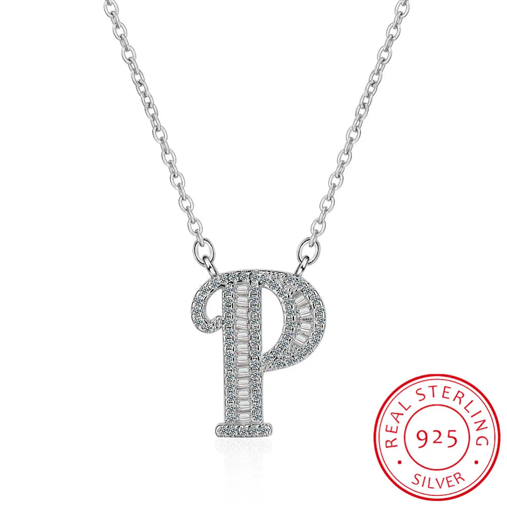 Moissanite A-Z Initial Letter Pendant Necklace For Women Girls 26 Letters 925 Sterling Silver Hip Hop Man Name Jewelry Gift - Uknowucme