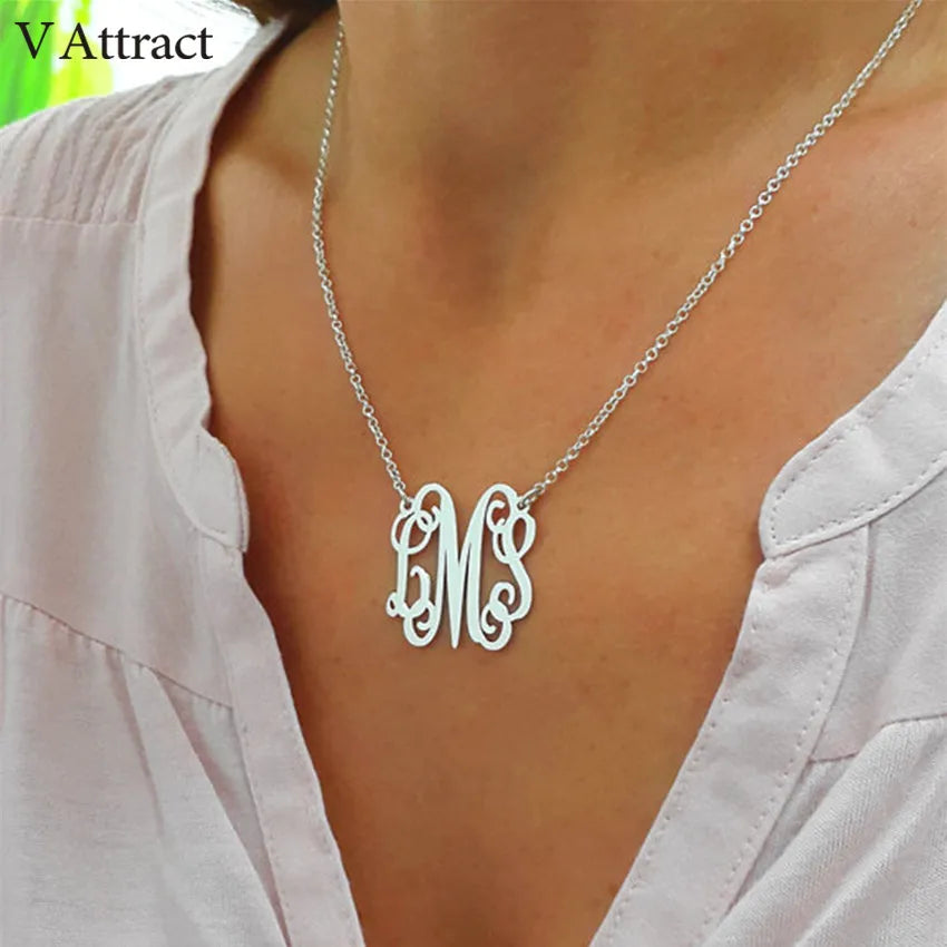 Customized Monogram Necklace For Women Personalized Stainless Steel Initials Letter Pendant Necklace Boho Jewelry Gift - Uknowucme