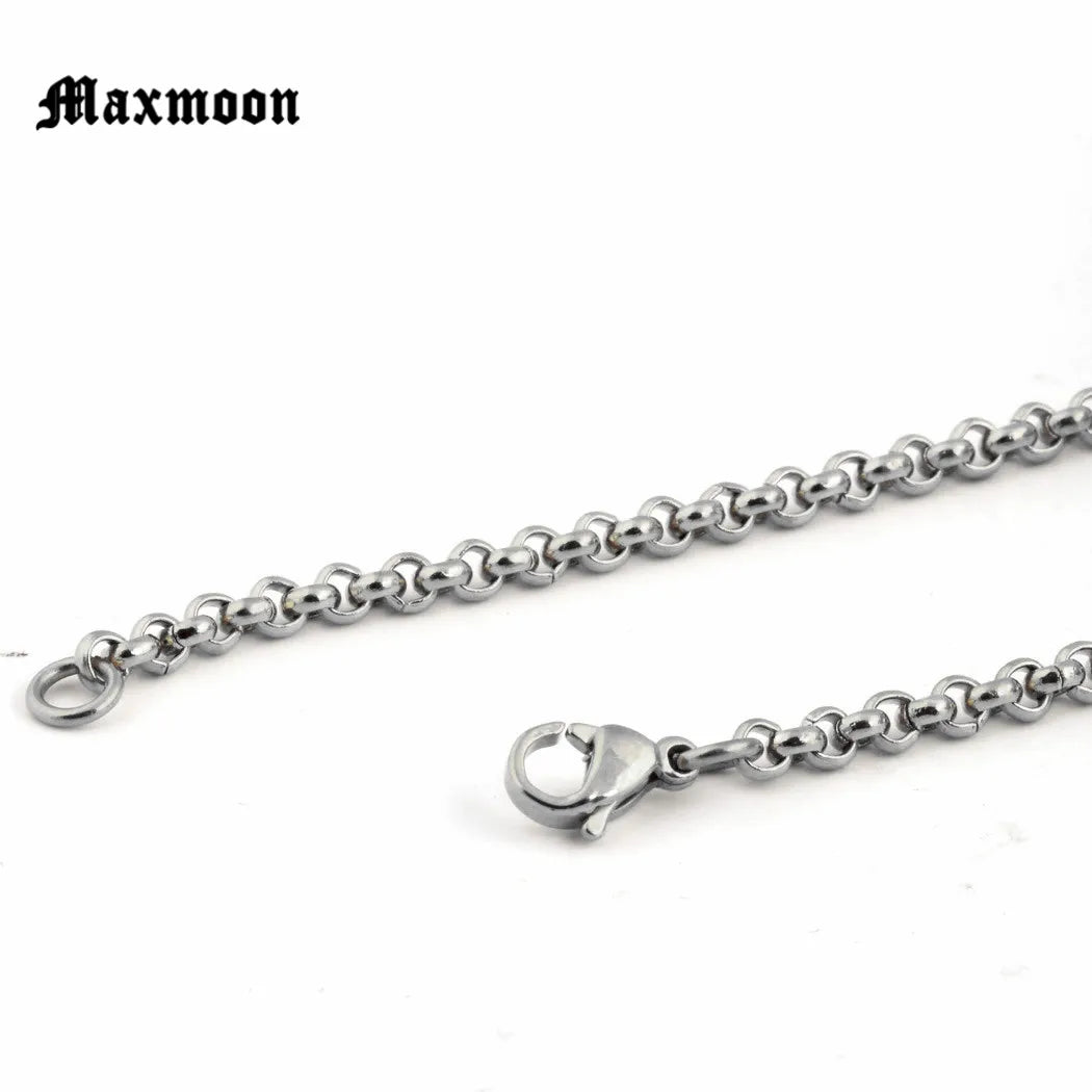 Maxmoon Width 2mm/3mm/ 4mm/5mm Never Fade Stainless Steel Round Box Chain Silver Color Waterproof Men Cuban Necklace