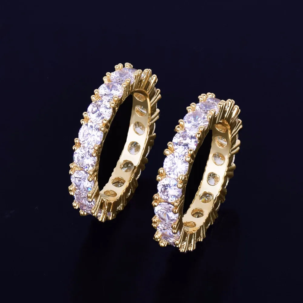 Bubble Letter Tennis Rings for Men Bling Charm Real Gold Plated Hip Hop Jewelry 2022 Trend - Uknowucme