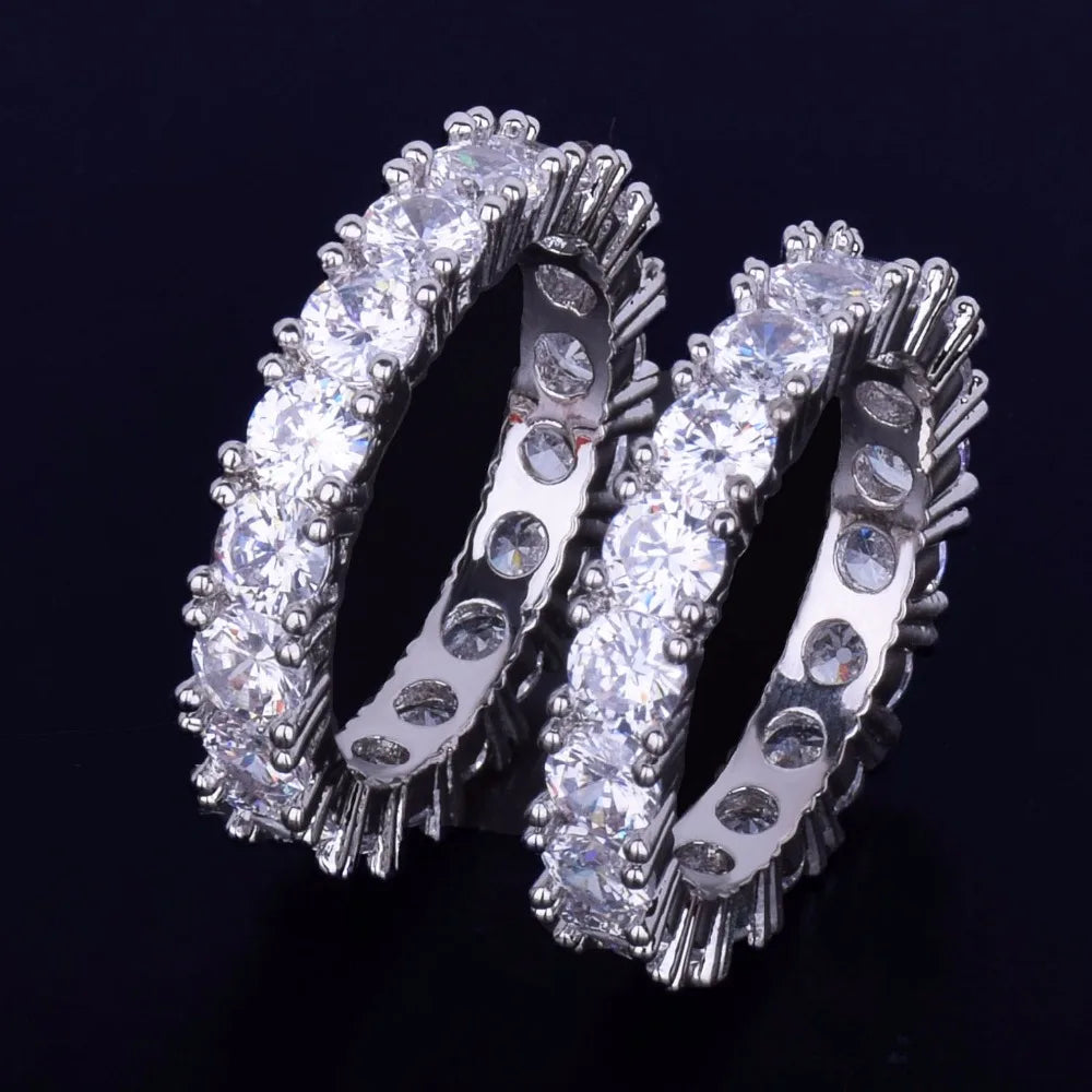 Bubble Letter Tennis Rings for Men Bling Charm Real Gold Plated Hip Hop Jewelry 2022 Trend - Uknowucme