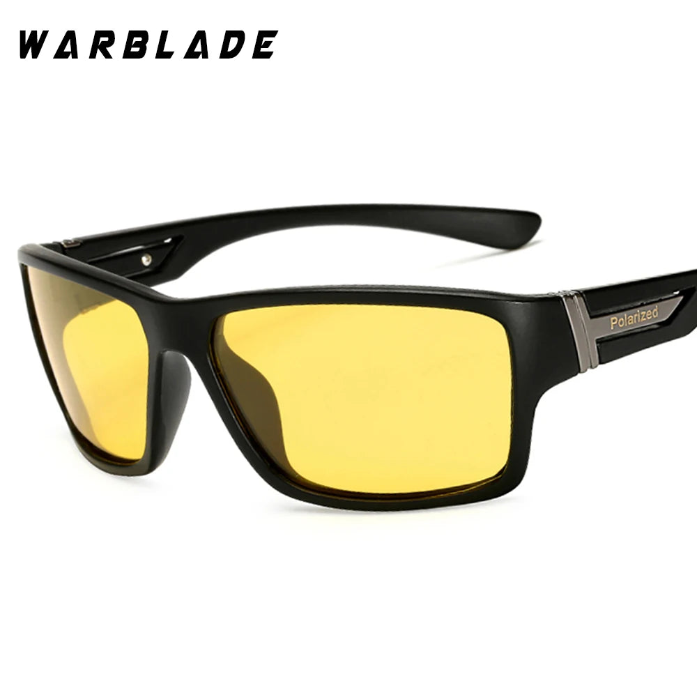 WarBLade Night Vision Sunglasses for Men UV400 Protection Night Driving Glasses Male HD Polarized Yellow Lens Sun Glasses W1821 - Uknowucme