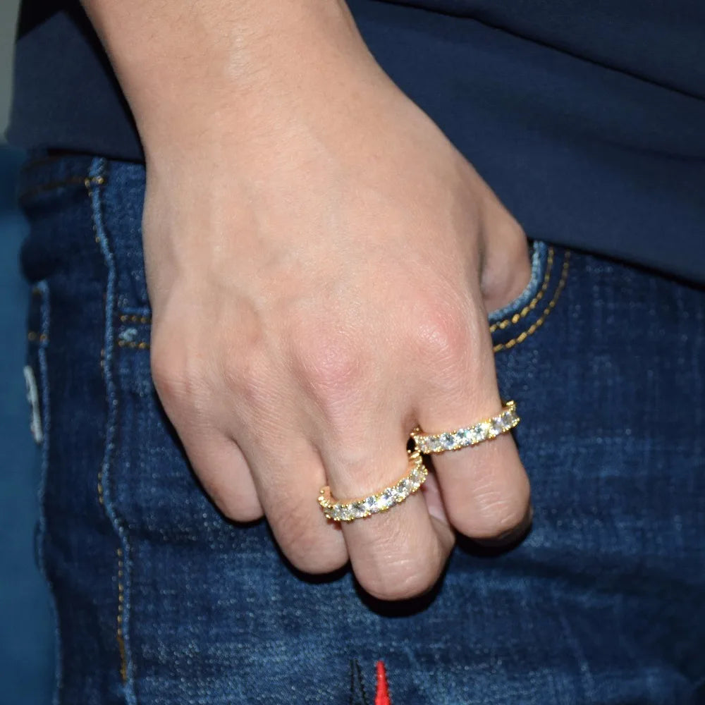Bubble Letter Tennis Rings for Men Bling Charm Real Gold Plated Hip Hop Jewelry 2022 Trend - Uknowucme