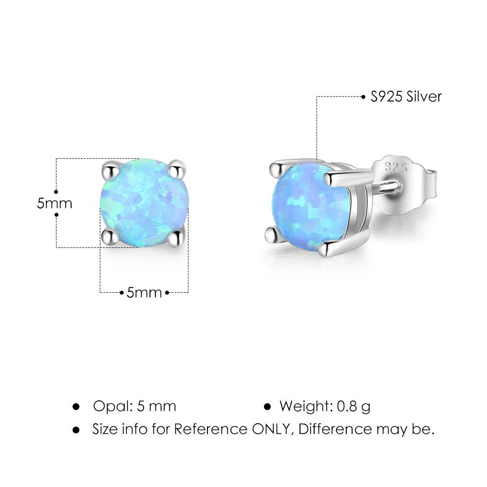 Classic Opal Earrings for Women 925 Sterling Silver Stud Earrings Round Small Earrings Christmas Gift - Uknowucme