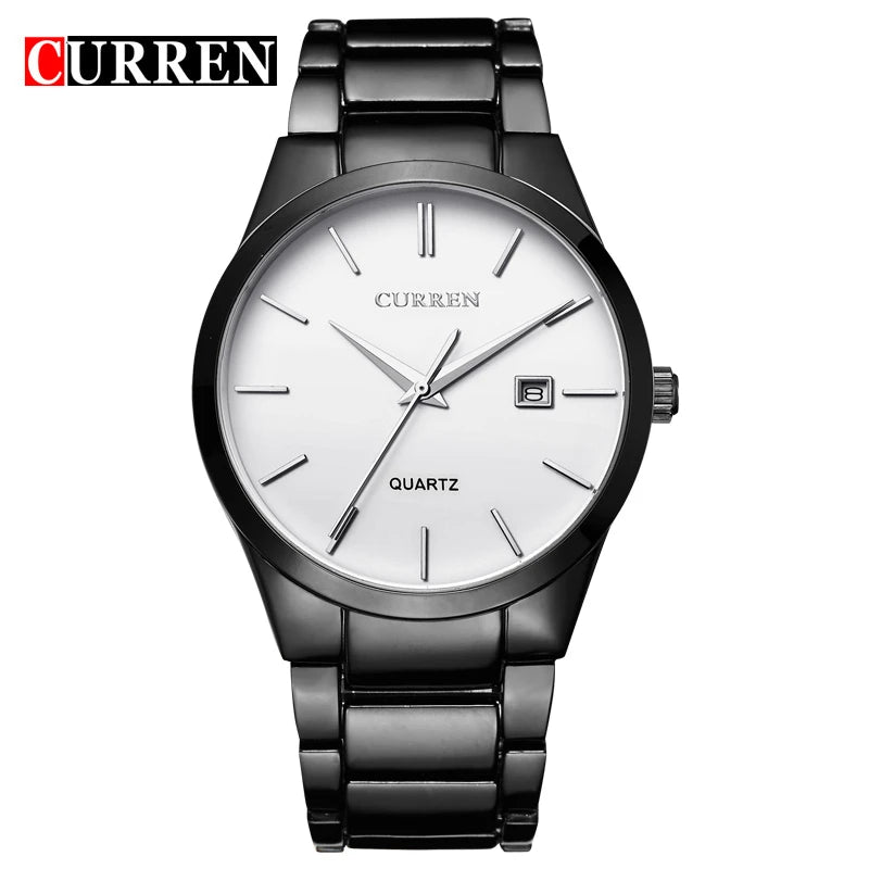 black Curren Top Brand Business Men Male Luxury Watch Casual Full steel Calendar Wristwatches quartz watches relogio masculino - Uknowucme