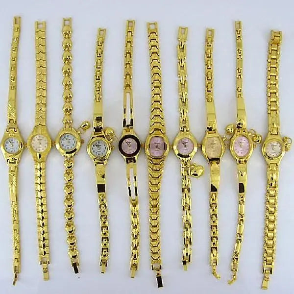 10pcs/Lot , Wholesale Price Mixed Bulk Cute Lovely Gold Lady Women Watches Quartz Wristwatch Gifts Hot Sale JB4T - Uknowucme