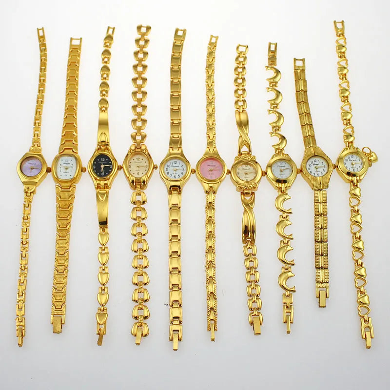 10pcs/Lot , Wholesale Price Mixed Bulk Cute Lovely Gold Lady Women Watches Quartz Wristwatch Gifts Hot Sale JB4T - Uknowucme