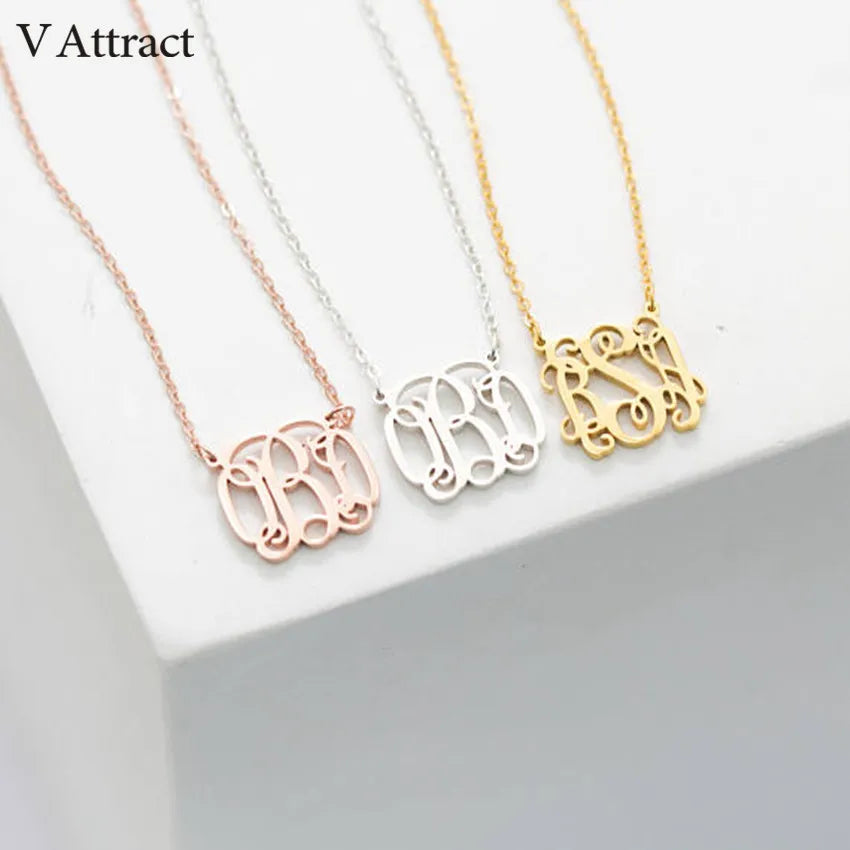 Customized Monogram Necklace For Women Personalized Stainless Steel Initials Letter Pendant Necklace Boho Jewelry Gift - Uknowucme