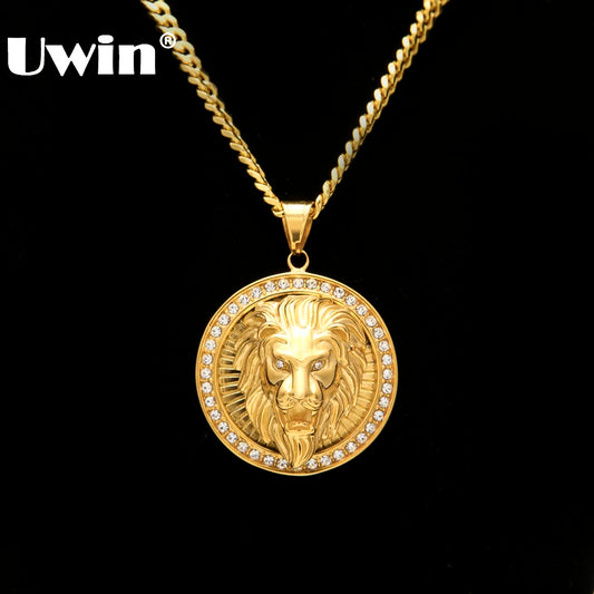 Mens Hip Hop Jewelry Iced Out Gold Color Fashion Bling Bling Lion Head Pendant Men Necklace Gold Color For Gift/present - Uknowucme