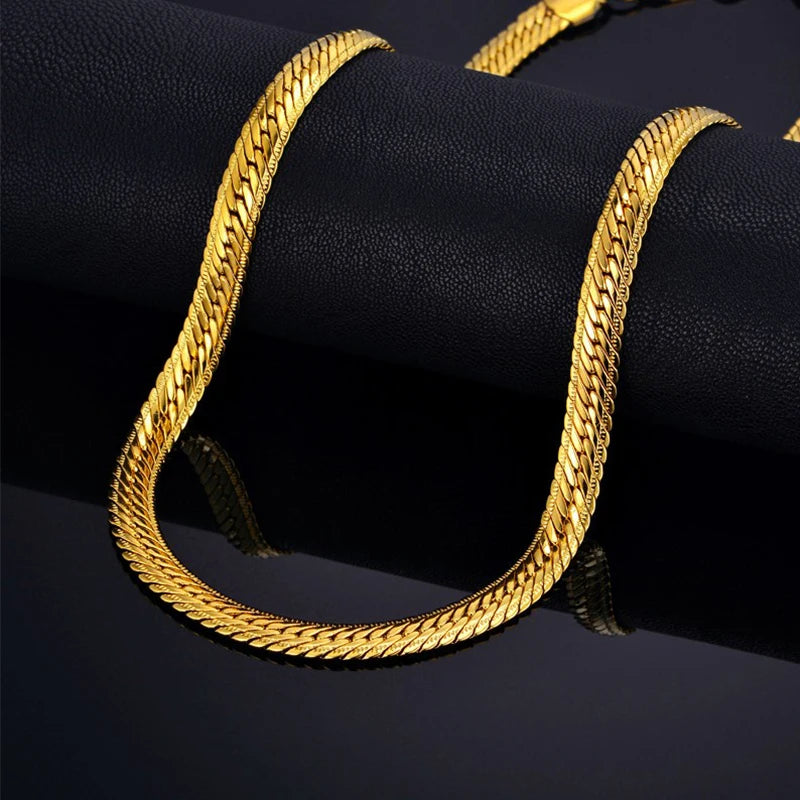 Hiphop Gold Chain For Men Hip Hop Chain Necklace 8MM Gold Color Curb Long Chain Necklaces Men's Jewelry Colar Collier - Uknowucme