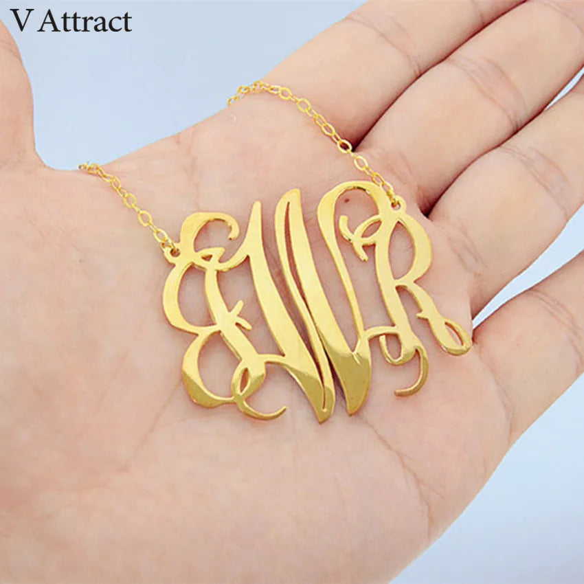 Customized Monogram Necklace For Women Personalized Stainless Steel Initials Letter Pendant Necklace Boho Jewelry Gift - Uknowucme
