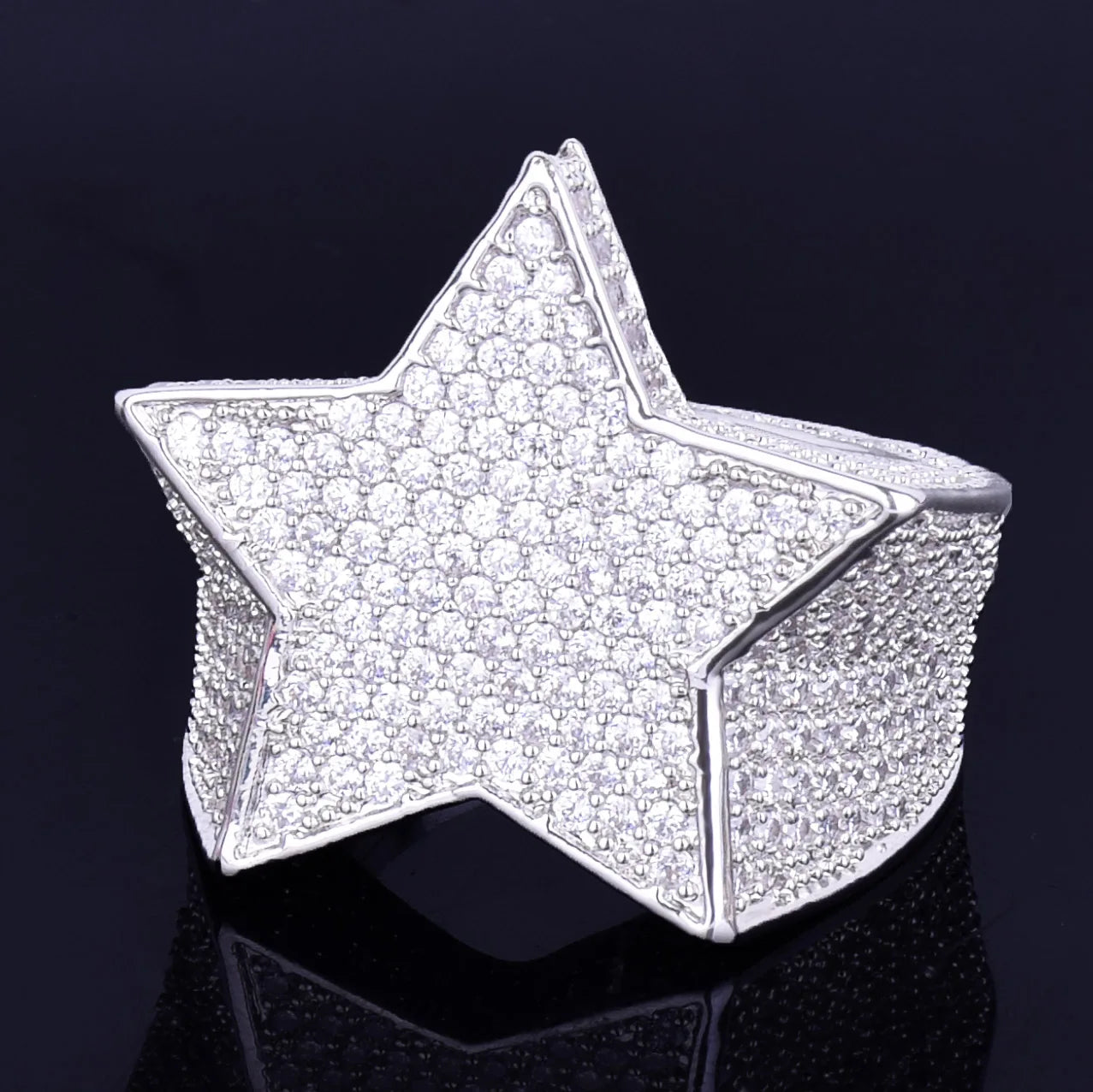 Bubble Letter Men Star Rings Charm Gold Color Full Zircon Fashion Hip Hop Rock Jewelry Bague Homme