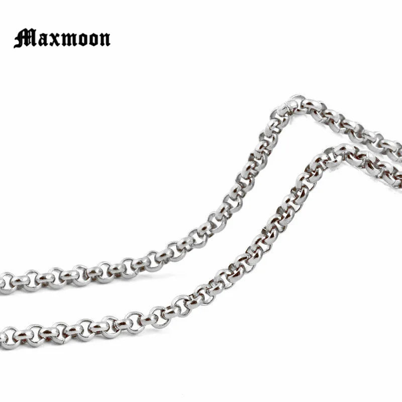 Maxmoon Width 2mm/3mm/ 4mm/5mm Never Fade Stainless Steel Round Box Chain Silver Color Waterproof Men Cuban Necklace