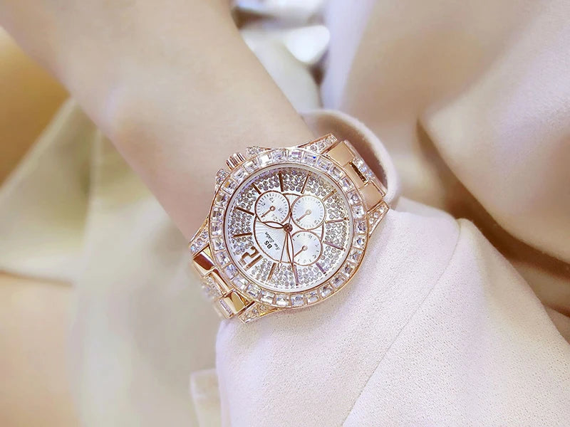 Women Watches Quartz Diamond Luxury Watch Fashion Top Brand Wristwatch Fashion Watch Ladies Crystal Jewelry Rose Gold Watch - Uknowucme