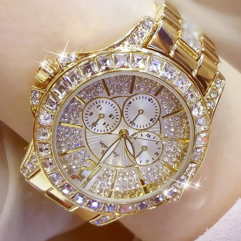 Women Watches Quartz Diamond Luxury Watch Fashion Top Brand Wristwatch Fashion Watch Ladies Crystal Jewelry Rose Gold Watch - Uknowucme