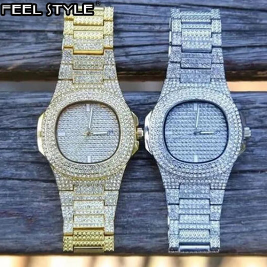 5 Colors Men Iced Out Watches Luxury Date Quartz Wrist Watches With Micropave CZ Watch For Women Men Hip Hop Jewelry