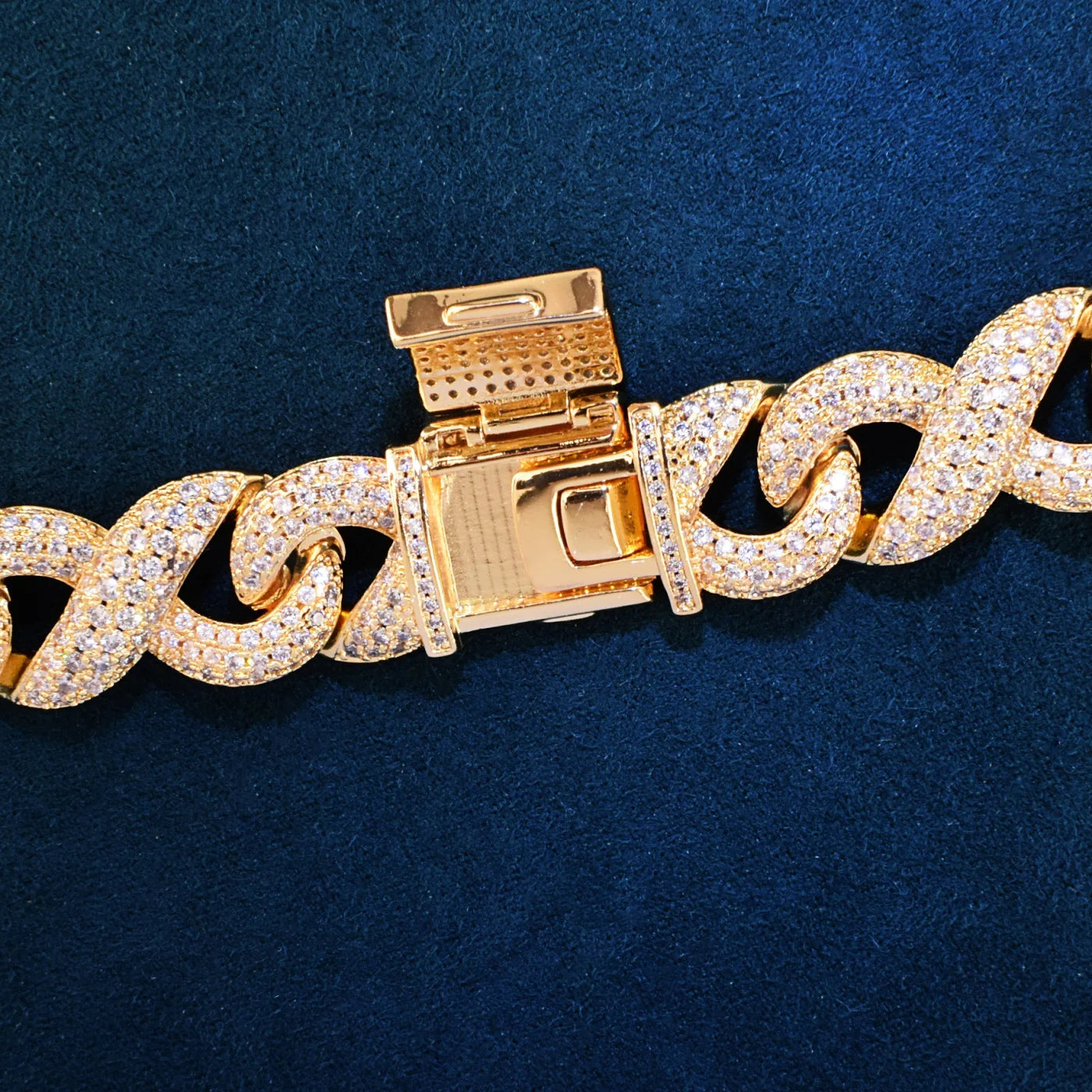 Gold Color Infinity Style Miami Cuban Chain Necklace For Men Iced Out Zircon Hip Hop Link Choker Fashion Rock Jewelry 16mm - Uknowucme