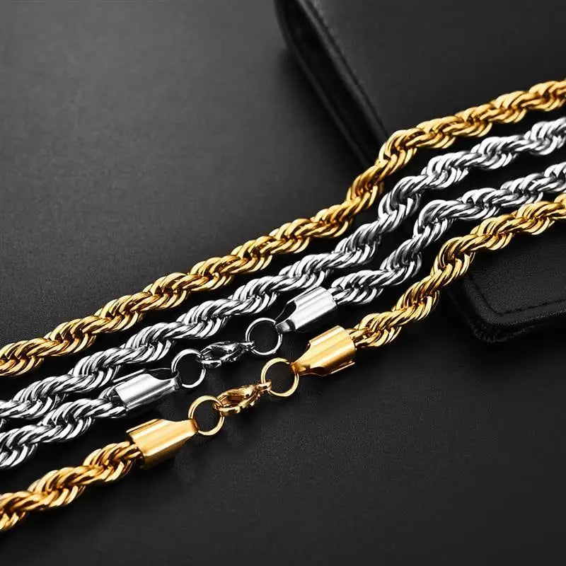 Stainless Steel Chain Necklace for Men Women Curb Cuban Link Chain Gold Color Silver Color Punk Choker Fashion Male Jewelry Gift - Uknowucme