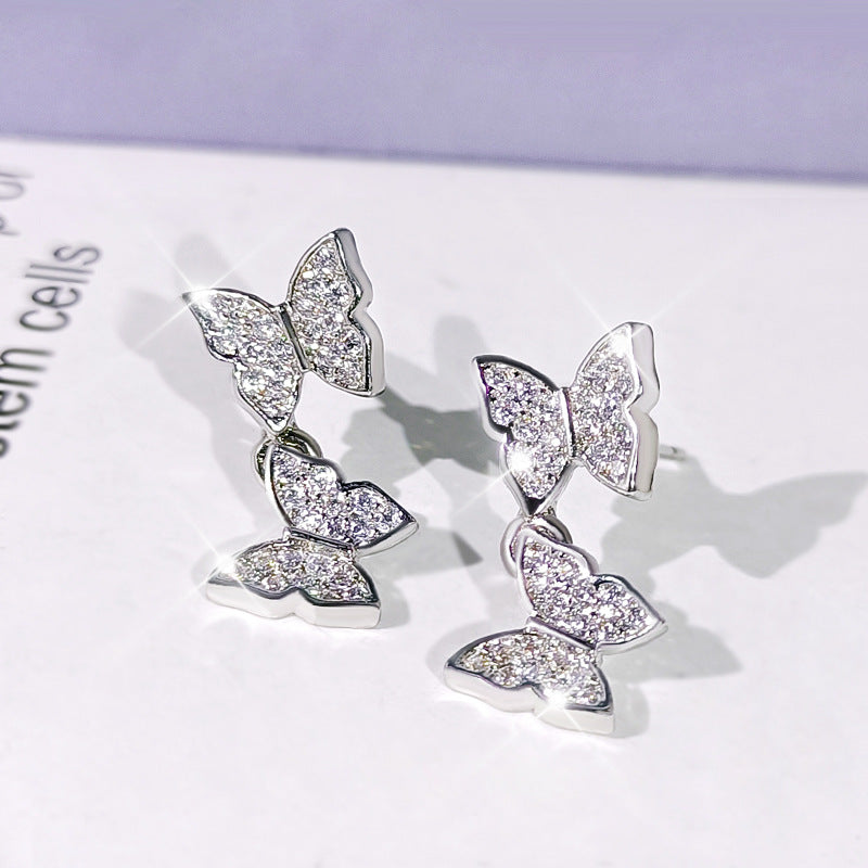 Exquisite and Versatile New Four Butterfly Jewelry Set Ring Earring Necklace Set Bridal Wedding Jewelry Set 925 Silver Set - Uknowucme