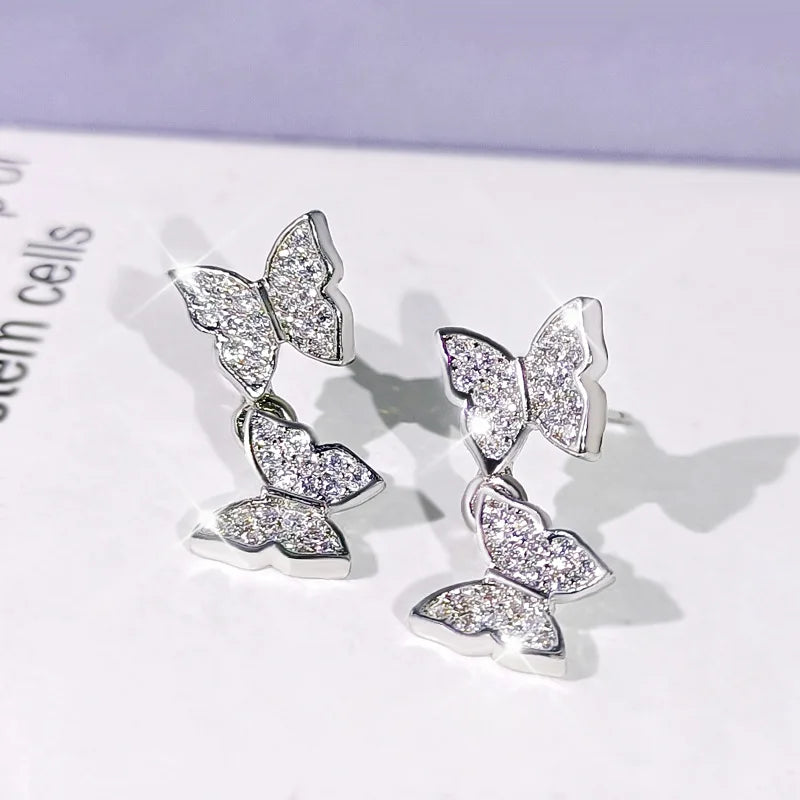 Exquisite and Versatile New Four Butterfly Jewelry Set Ring Earring Necklace Set Bridal Wedding Jewelry Set 925 Silver Set - Uknowucme