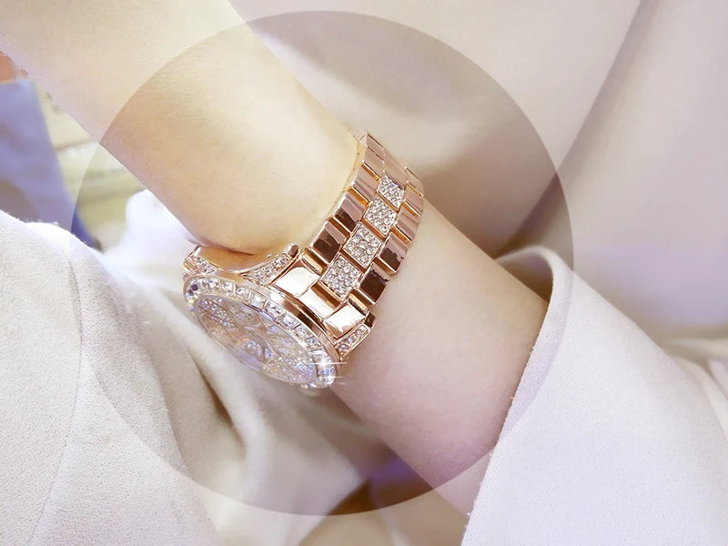 Women Watches Quartz Diamond Luxury Watch Fashion Top Brand Wristwatch Fashion Watch Ladies Crystal Jewelry Rose Gold Watch - Uknowucme