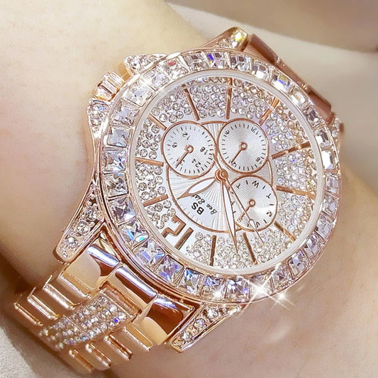 Women Watches Quartz Diamond Luxury Watch Fashion Top Brand Wristwatch Fashion Watch Ladies Crystal Jewelry Rose Gold Watch - Uknowucme