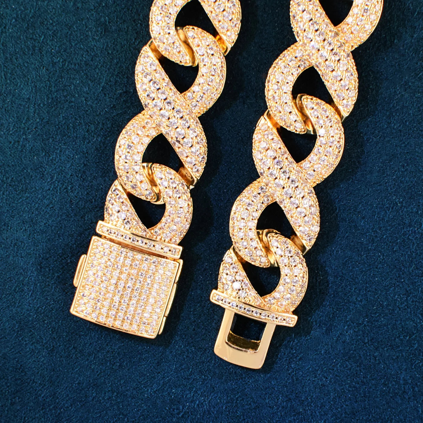 Gold Color Infinity Style Miami Cuban Chain Necklace For Men Iced Out Zircon Hip Hop Link Choker Fashion Rock Jewelry 16mm - Uknowucme
