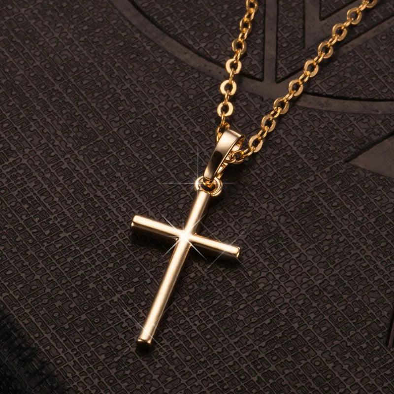 Fashion Female Cross Pendants dropshipping Gold Black Color Crystal Jesus Cross Pendant Necklace Jewelry For Men/Women Wholesale - Uknowucme