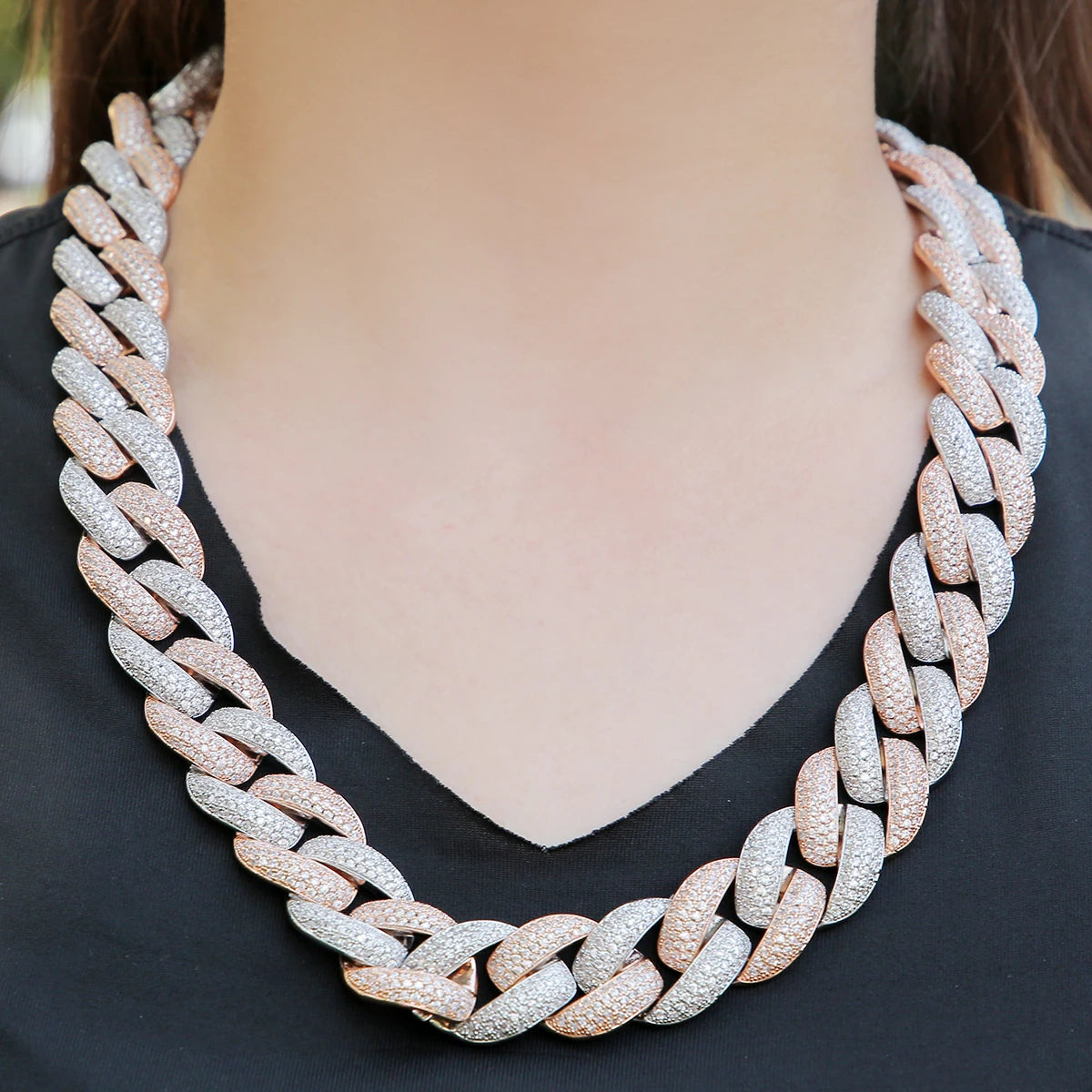 Bubble Letter Miami Cuban Link Chain Men Necklace  5A Cubic Zircon Hip Hop Choker Rock Jewelry 2021 Trend Christmas Gift - Uknowucme
