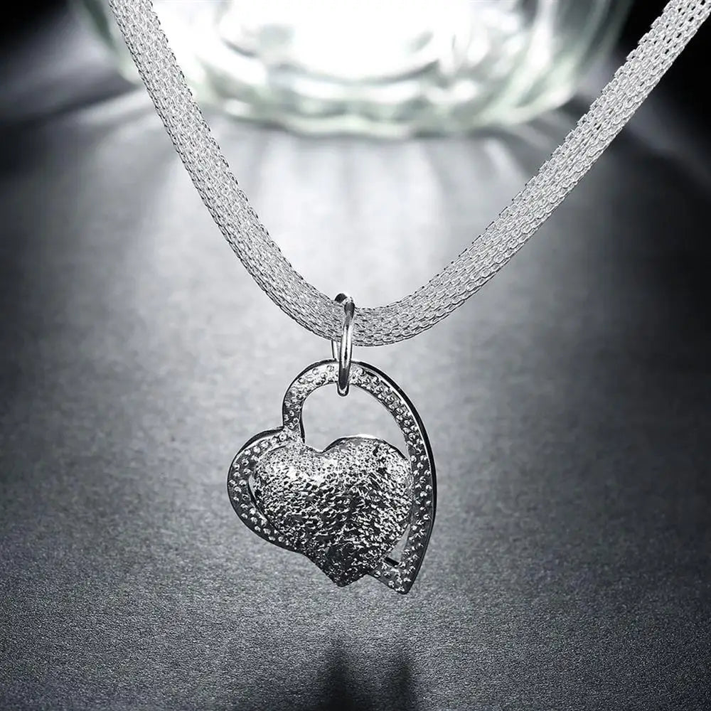 925 Sterling Silver Necklace Gorgeous Charm Fashion  Heart Wedding Lady Love for Women Noble Luxury 18 Inches 45cm Jewelry - Uknowucme