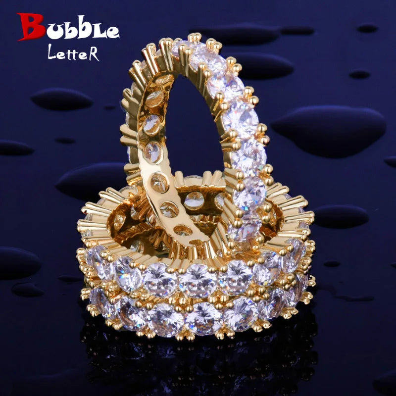 Bubble Letter Tennis Rings for Men Bling Charm Real Gold Plated Hip Hop Jewelry 2022 Trend - Uknowucme