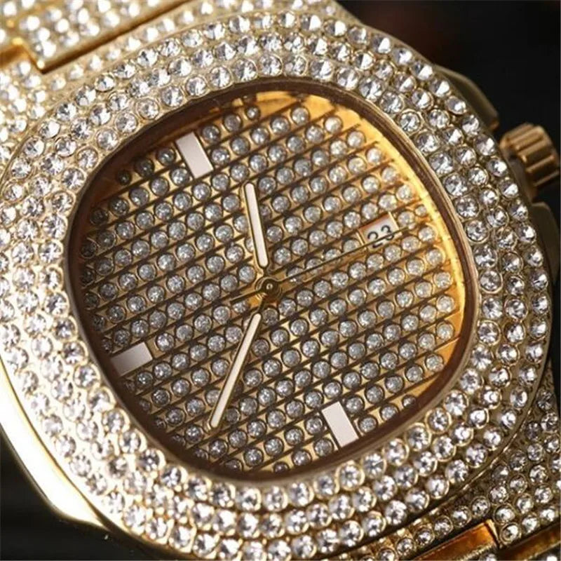 5 Colors Men Iced Out Watches Luxury Date Quartz Wrist Watches With Micropave CZ Watch For Women Men Hip Hop Jewelry