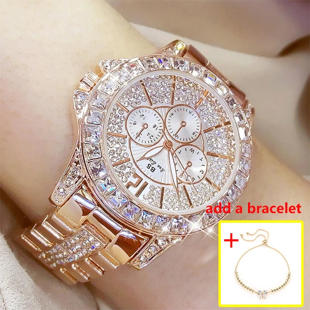 Women Watches Quartz Diamond Luxury Watch Fashion Top Brand Wristwatch Fashion Watch Ladies Crystal Jewelry Rose Gold Watch - Uknowucme