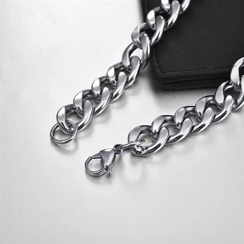 Stainless Steel Chain Necklace for Men Women Curb Cuban Link Chain Gold Color Silver Color Punk Choker Fashion Male Jewelry Gift - Uknowucme