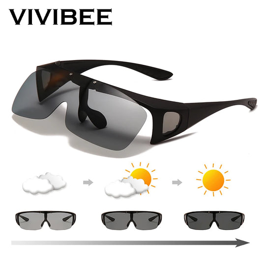 VIVIBEE Flip Up Polarized Fit Over Glasses Sunglasses Men Driving UV400 Photochromic Fishing Goggle Outdoor Women - Uknowucme