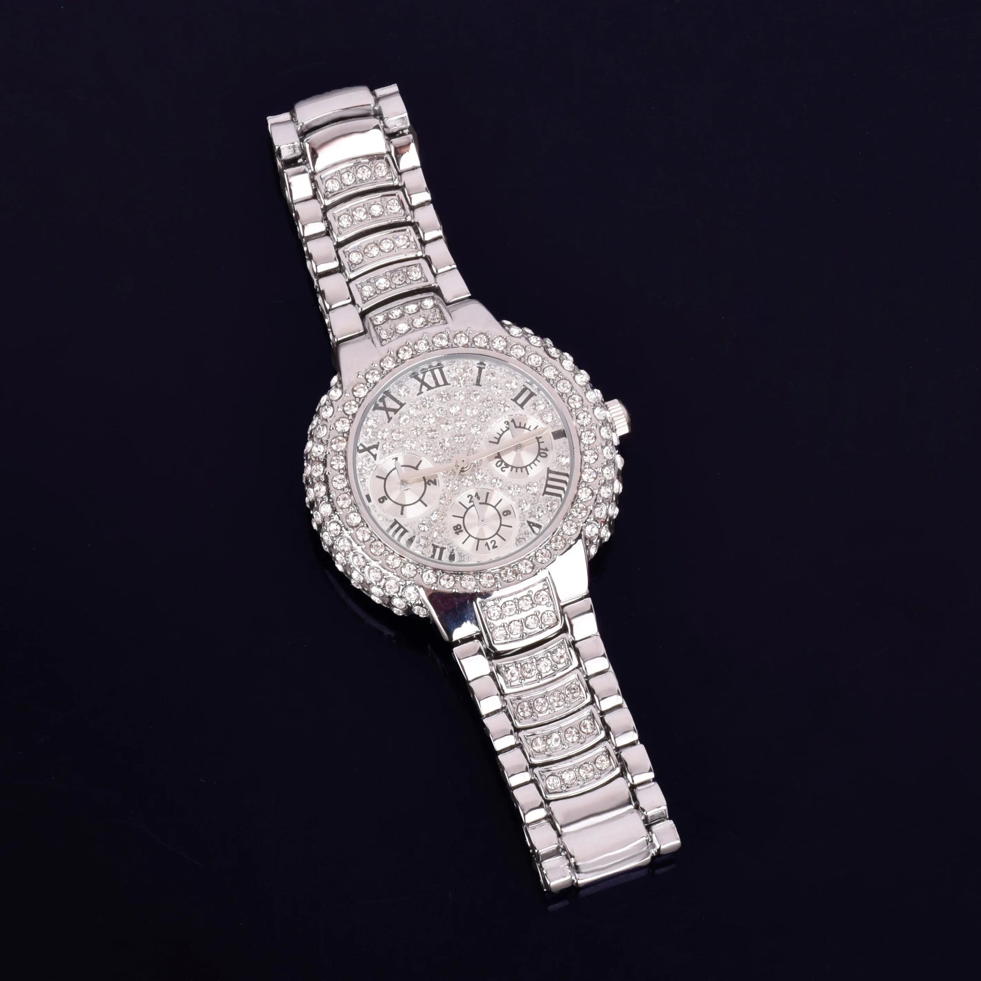 Hip Hop Men's Women Watch Small Dial Military Quartz Clock Luxury Rhinestone Business Waterproof  19.2 cm - Uknowucme