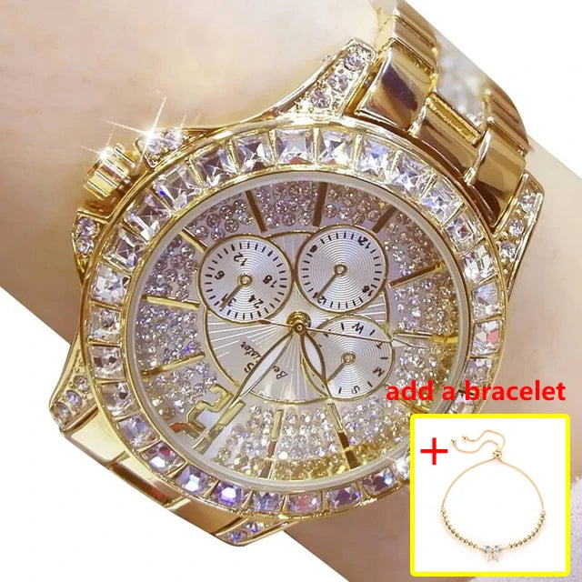 Women Watches Quartz Diamond Luxury Watch Fashion Top Brand Wristwatch Fashion Watch Ladies Crystal Jewelry Rose Gold Watch - Uknowucme
